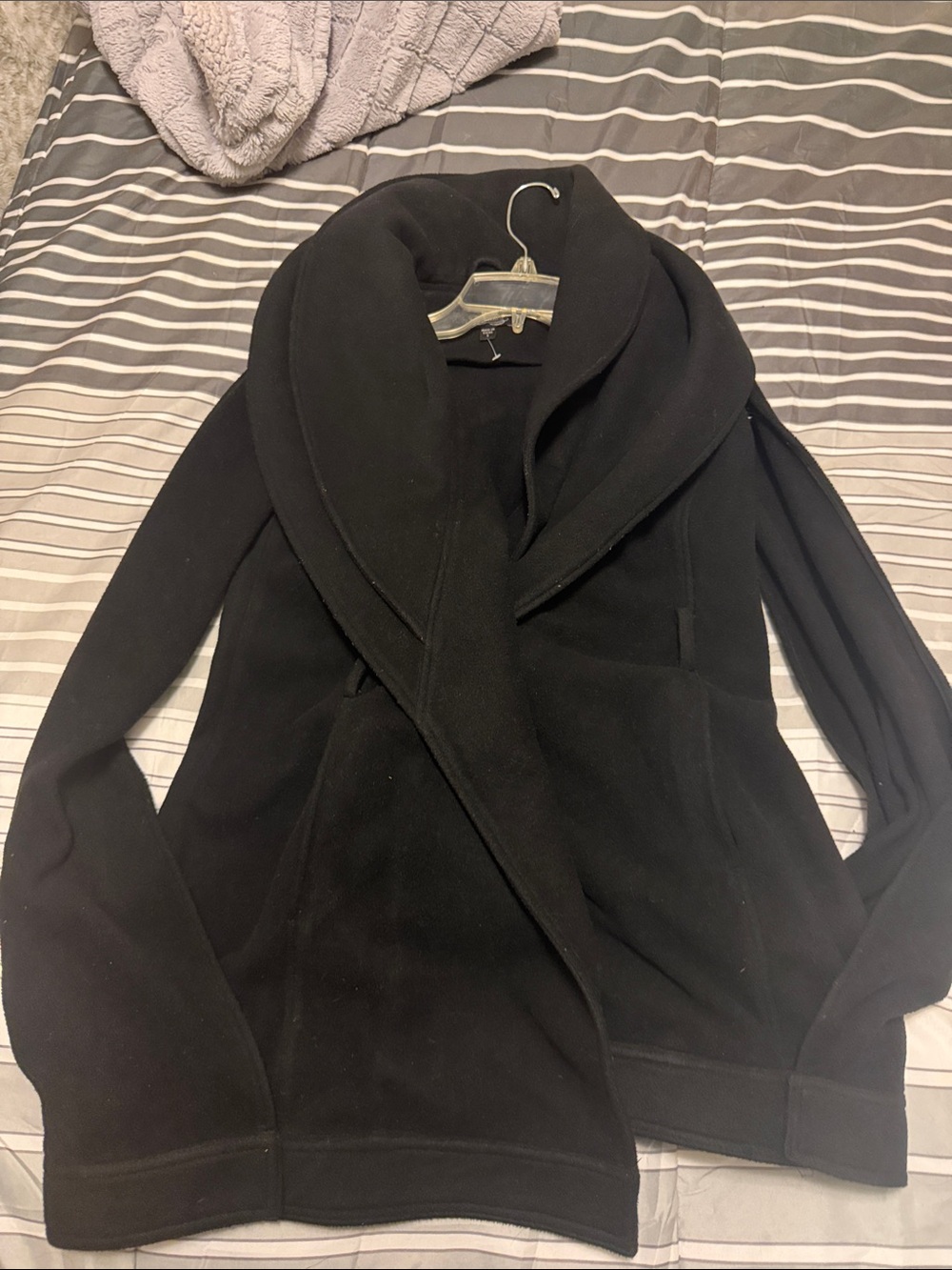 bebe Black Shawl-Collar Open Front Cardigan